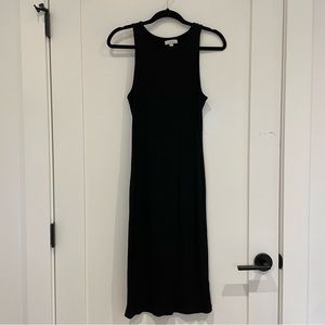 Black Ribbed Midi Dress